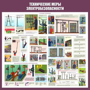 С64 Стенд электробезопасность (технические меры электробезопасности) (1000х1000 мм, пластик ПВХ 3 мм, алюминиевый багет золотого цвета) - Стенды - Стенды по электробезопасности - Магазин охраны труда Протекторшоп